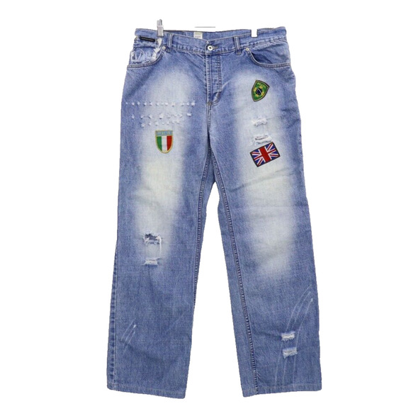 Dolce and Gabbana Jeans Men Distressed Blue Flags Size 36 W34 L 28.5 Soccer? - Picture 1 of 16